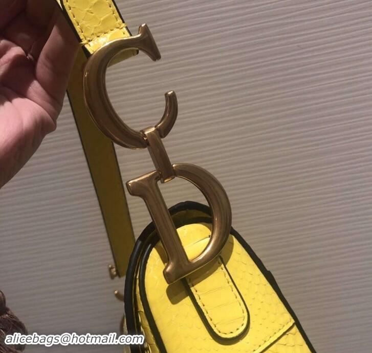 Good Product Dior Python Saddle Bag 500822 Yellow 2019