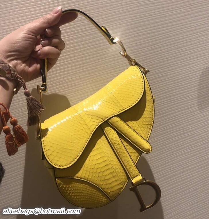 Classic Specials Dior Python Mini Saddle Bag 500823 Yellow 2019