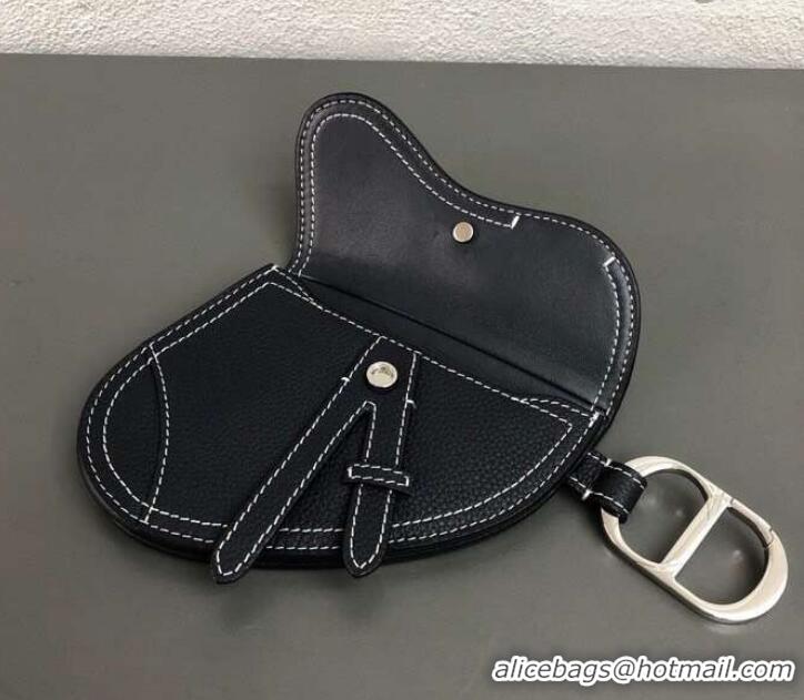 Stylish Dior Grained Calfskin Key Ring Saddle Zipped Purse 500828 Navy Blue 2019