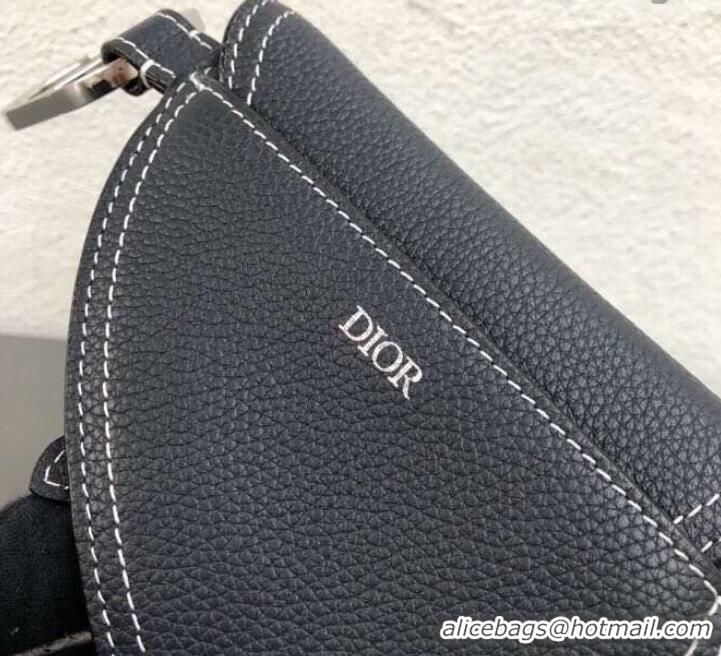 Stylish Dior Grained Calfskin Key Ring Saddle Zipped Purse 500828 Navy Blue 2019