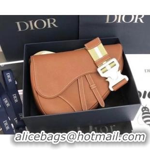 Top Design Dior Grained Calfskin Saddle Shoulder Belt Bag 500830 Brown 2019