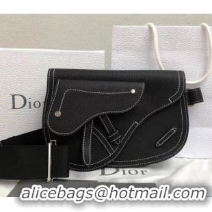 Discount Dior DIOR X KAWS Grained Calfskin Pouch Saddle Shoulder Bag 500831 Black 2019