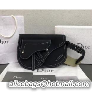 Low Cost Dior DIOR X KAWS Grained Calfskin Pouch Saddle Shoulder Bag 500831 Navy Blue 2019