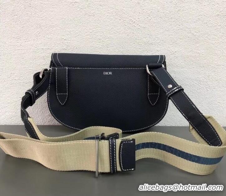 Low Cost Dior DIOR X KAWS Grained Calfskin Pouch Saddle Shoulder Bag 500831 Navy Blue 2019