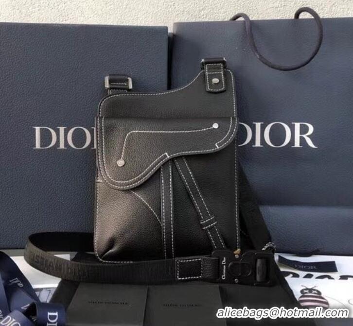 Top Sale Dior Grained Calfskin Saddle Messenger Bag 500833 Black 2019