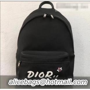 Best Quality Dior Nylon Bee DIOR X KAWS Rider Backpack Bag Black with White Logo 500834 2019