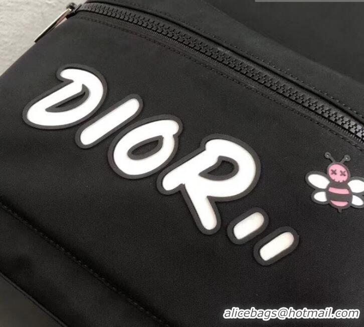 Best Quality Dior Nylon Bee DIOR X KAWS Rider Backpack Bag Black with White Logo 500834 2019