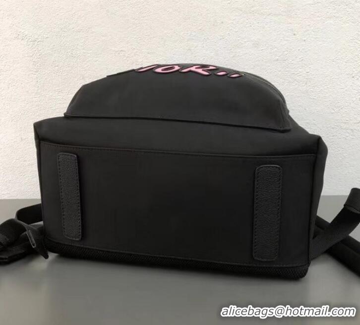 Super Quality Dior Nylon Bee DIOR X KAWS Rider Backpack Bag Black with Pink Logo 500835 2019