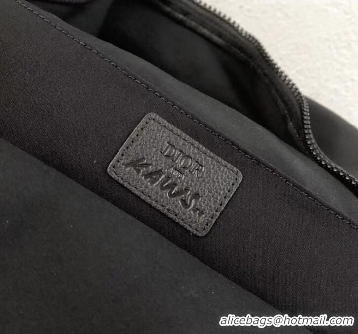 Super Quality Dior Nylon Bee DIOR X KAWS Rider Backpack Bag Black with Pink Logo 500835 2019