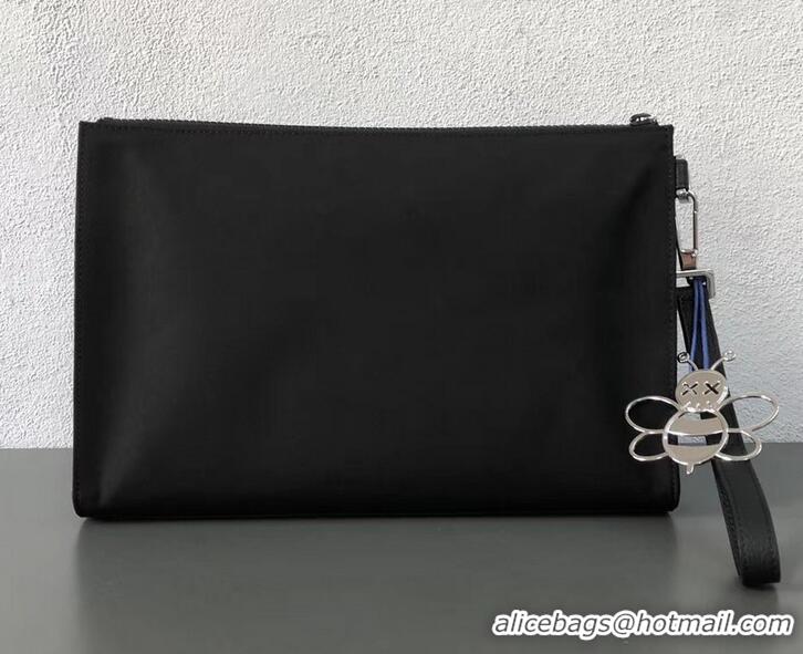 Discount Dior Nylon Bee DIOR X KAWS Pouch Clutch Bag Black with White Logo 500838 2019