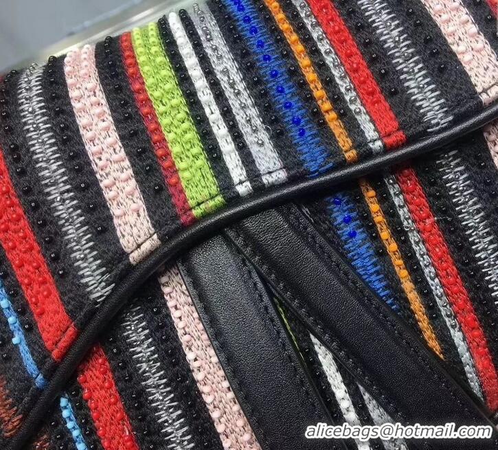 Unique Grade DIOR Multi-Coloured Stripes saddle FLAP BAG CD500846 2019