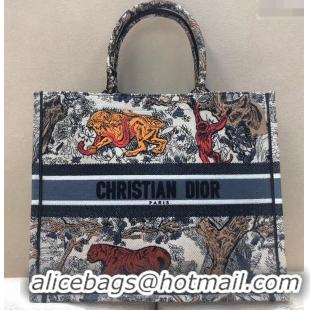 Luxury Classic Dior Book Tote Bag In Toile de Jouy motif Embroidered Multicolor CD500850 2019