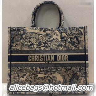 Elegant Dior Book Tote Bag In Toile de Jouy motif Embroidered CD500850 Blue 2019