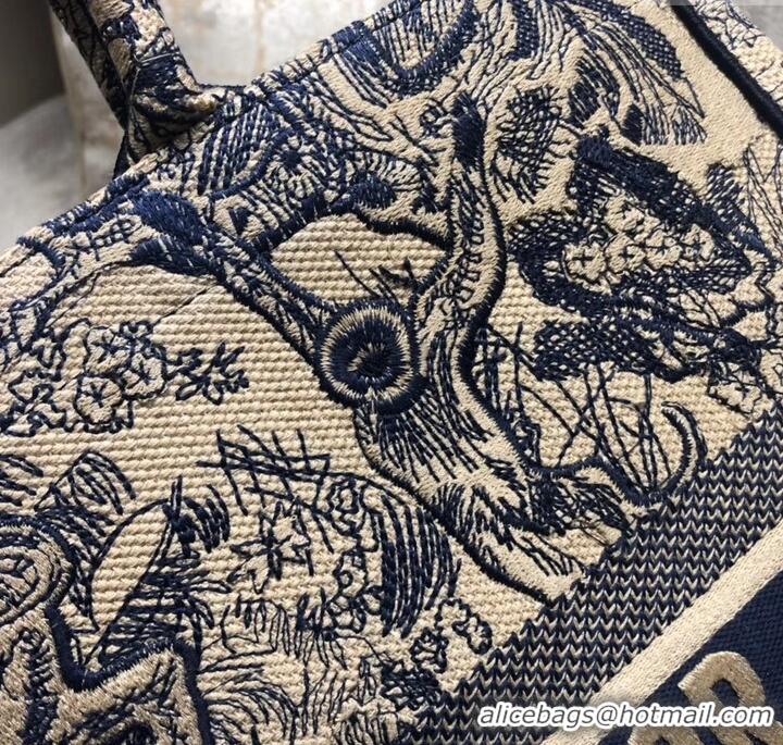 Elegant Dior Book Tote Bag In Toile de Jouy motif Embroidered CD500850 Blue 2019