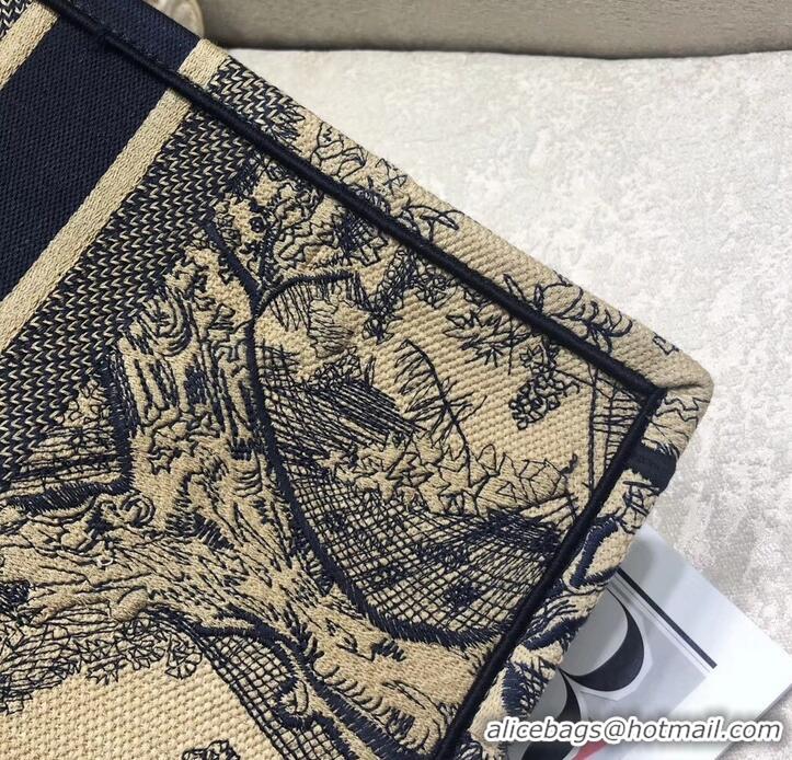 Elegant Dior Book Tote Bag In Toile de Jouy motif Embroidered CD500850 Blue 2019