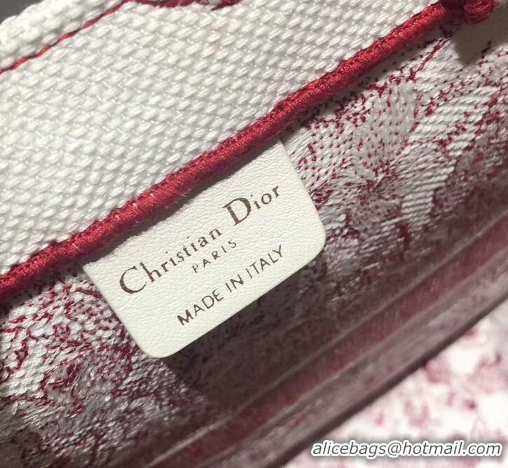 Best Quality Dior Book Tote Bag In Toile de Jouy motif Embroidered CD500850 Red 2019