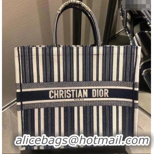 Luxury Dior Book Tote Bag In Striped Canvas CD500852 Blue 2019