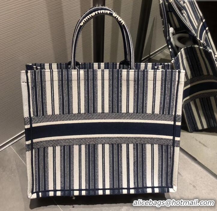 Luxury Dior Book Tote Bag In Striped Canvas CD500852 Blue 2019