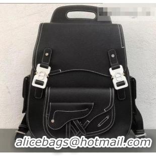 Most Popular Dior Saddle Grained Calfskin Backpack Large Bag CD500853 Black 2019