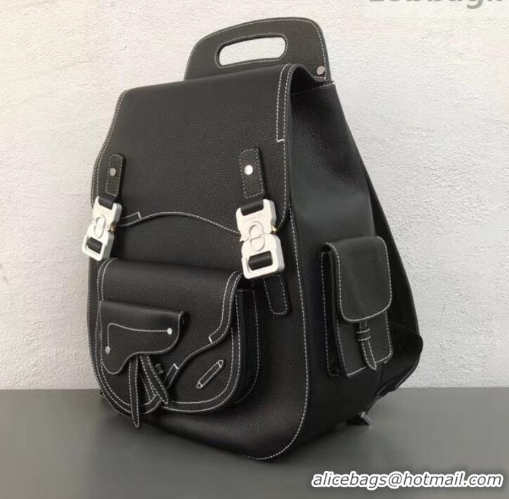 Most Popular Dior Saddle Grained Calfskin Backpack Large Bag CD500853 Black 2019