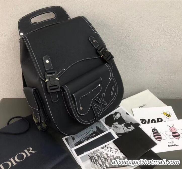 Most Popular Dior Saddle Grained Calfskin Backpack Large Bag CD500853 Black 2019