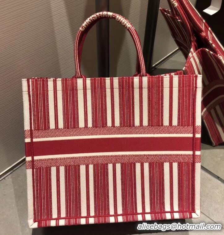 Best Price Dior Book Tote Bag In Striped Canvas CD500852 Red 2019