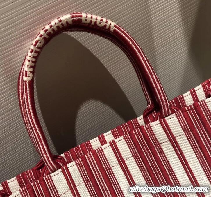 Best Price Dior Book Tote Bag In Striped Canvas CD500852 Red 2019