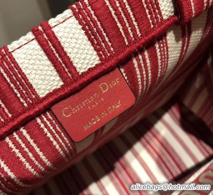 Best Price Dior Book Tote Bag In Striped Canvas CD500852 Red 2019