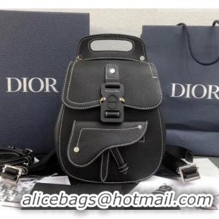 Crafted Dior Saddle Grained Calfskin Backpack Small Bag CD500854 Black 2019