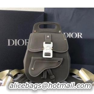 Top Grade Dior Saddle Grained Calfskin Backpack Small Bag CD500854 Gray 2019