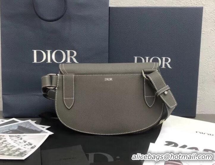 Best Dior DIOR X KAWS Grained Calfskin Pouch Saddle Shoulder Bag CD500862 Gray 2019