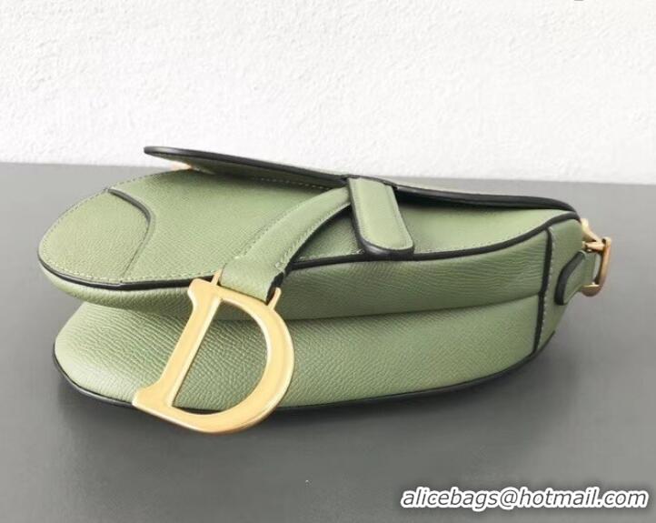 Top Quality Dior Mini Saddle Bag in Grained Calfskin CD500867 Light Green 2019