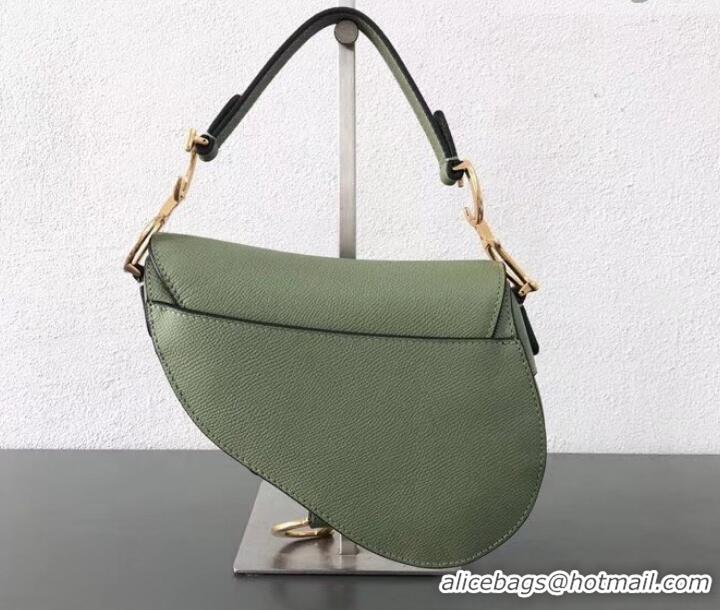 Top Quality Dior Mini Saddle Bag in Grained Calfskin CD500867 Light Green 2019