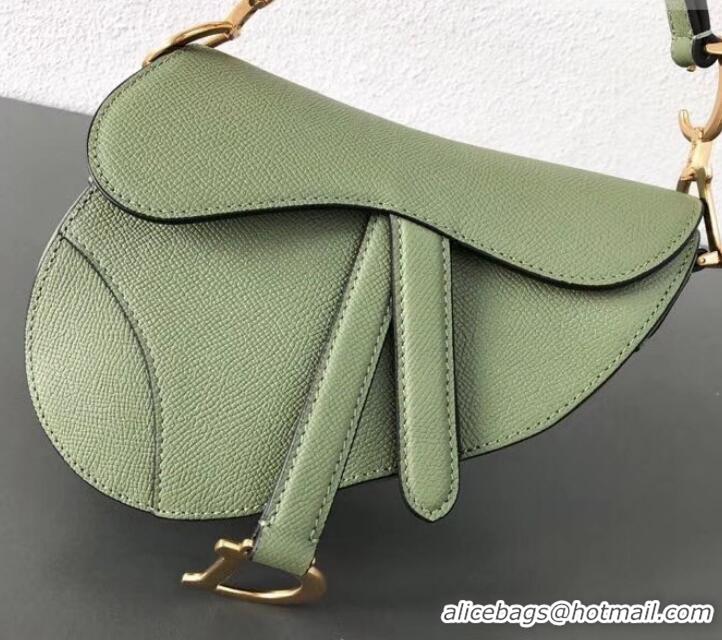 Top Quality Dior Mini Saddle Bag in Grained Calfskin CD500867 Light Green 2019