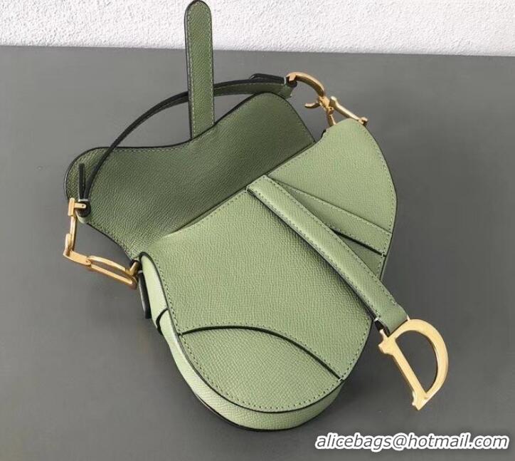 Top Quality Dior Mini Saddle Bag in Grained Calfskin CD500867 Light Green 2019