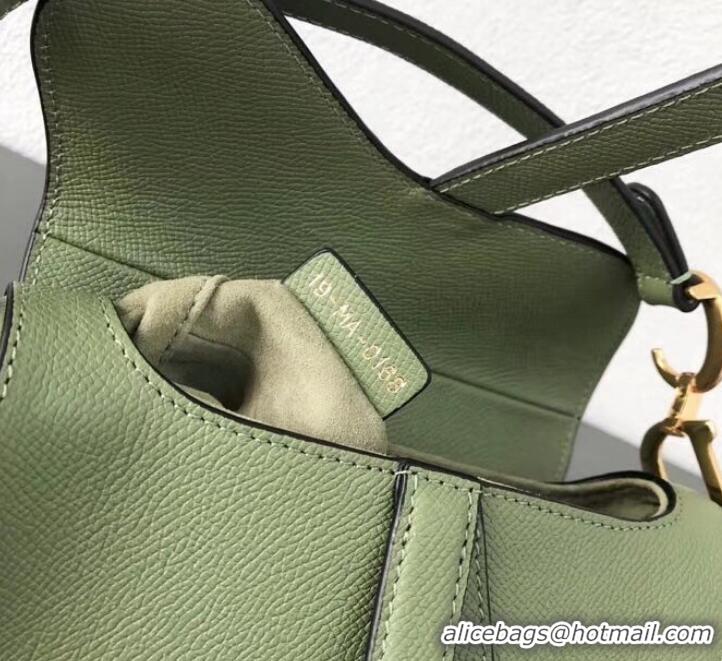 Top Quality Dior Mini Saddle Bag in Grained Calfskin CD500867 Light Green 2019