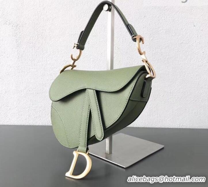 Top Quality Dior Mini Saddle Bag in Grained Calfskin CD500867 Light Green 2019