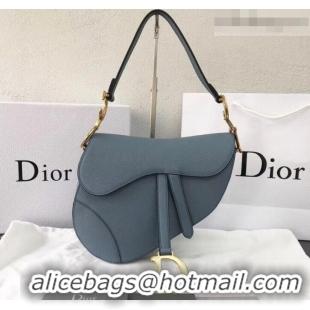 Good Product Dior Medium Saddle Bag in Grained Calfskin CD500866 Baby Blue 2019