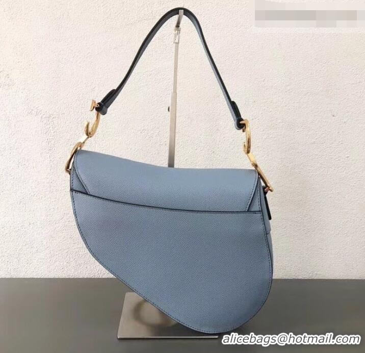 Good Product Dior Medium Saddle Bag in Grained Calfskin CD500866 Baby Blue 2019