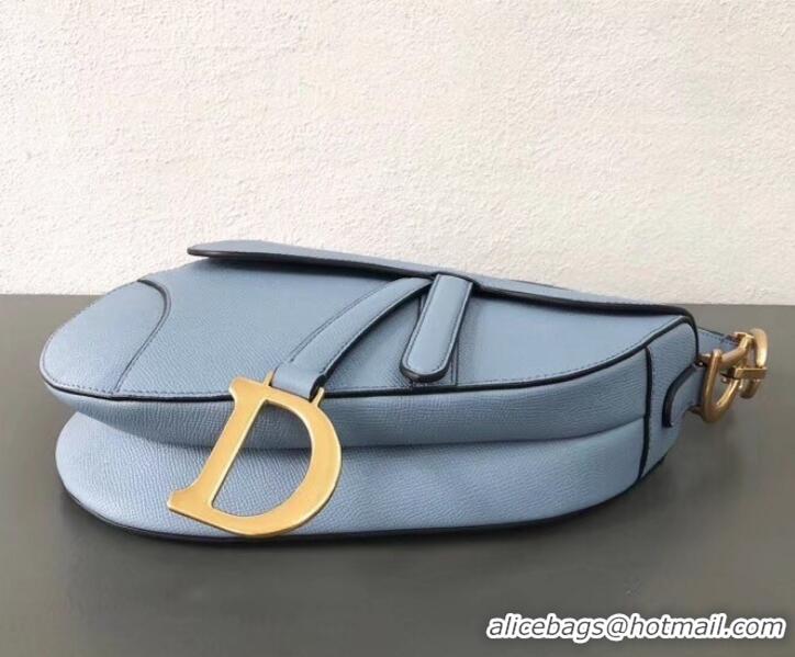 Good Product Dior Medium Saddle Bag in Grained Calfskin CD500866 Baby Blue 2019