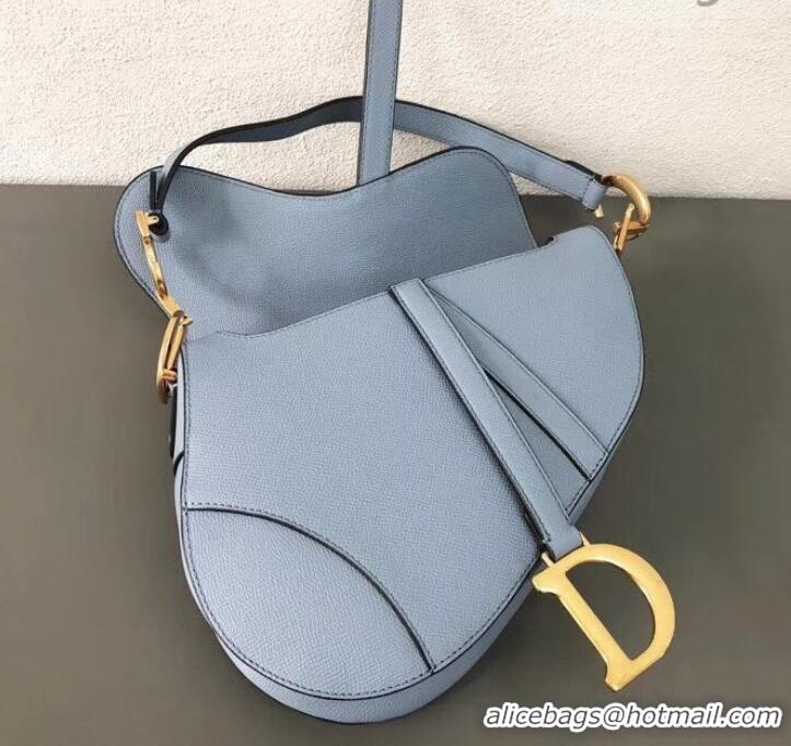 Good Product Dior Medium Saddle Bag in Grained Calfskin CD500866 Baby Blue 2019