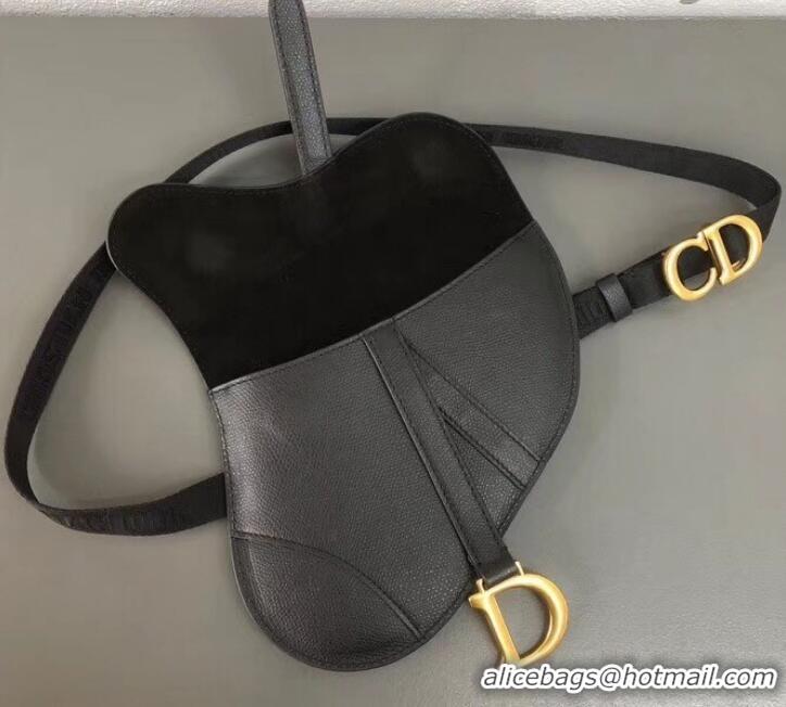 Durable Dior Grained Calfskin Saddle Belt Clutch Bag CD500868 Black