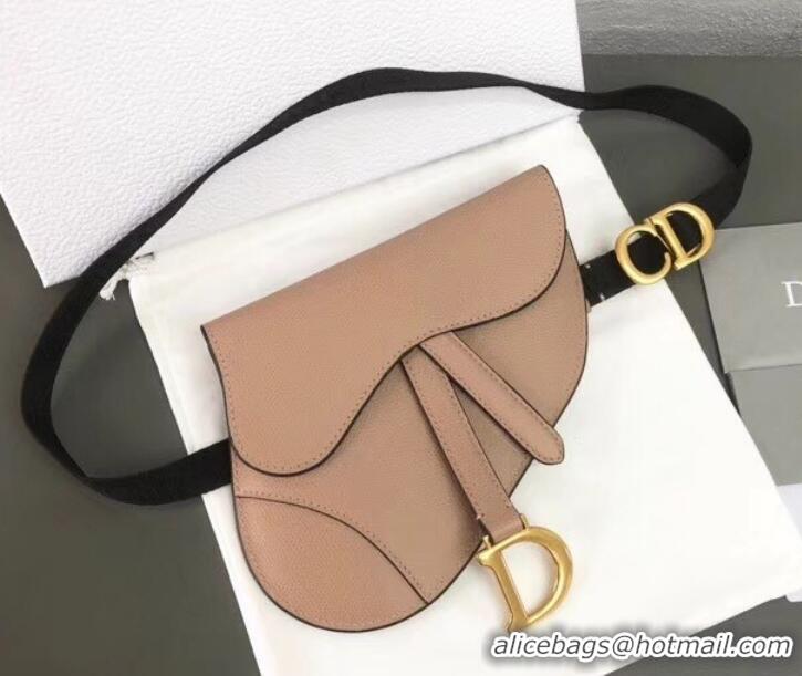 Good Quality Dior Grained Calfskin Saddle Belt Clutch Bag CD500868 Nude Pink