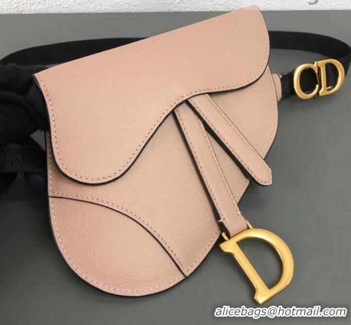 Good Quality Dior Grained Calfskin Saddle Belt Clutch Bag CD500868 Nude Pink