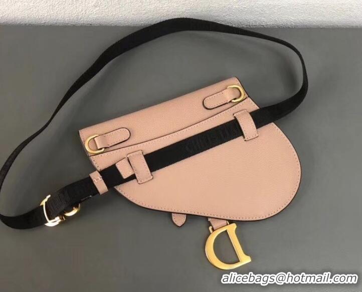 Good Quality Dior Grained Calfskin Saddle Belt Clutch Bag CD500868 Nude Pink