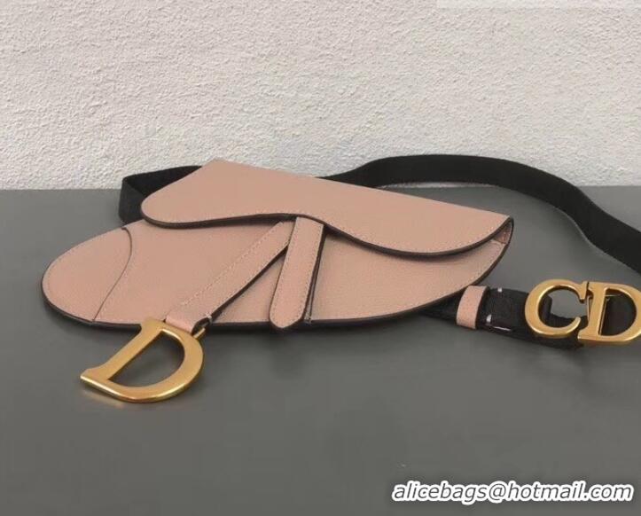 Good Quality Dior Grained Calfskin Saddle Belt Clutch Bag CD500868 Nude Pink