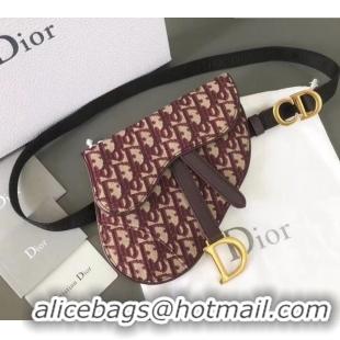 Pretty Style Dior Oblique Jacquard Canvas Saddle Belt Clutch Bag CD510011 Burgundy