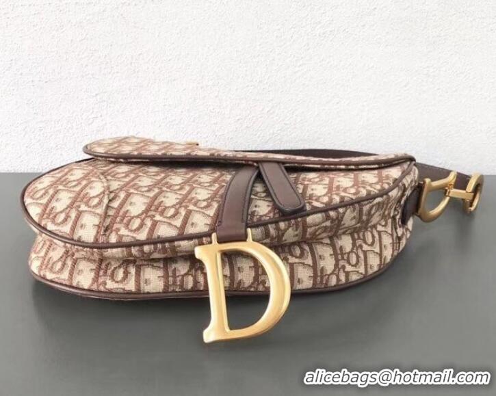 Discount Dior Oblique Jacquard Canvas Medium Saddle Bag CD510011 Coffee 2019