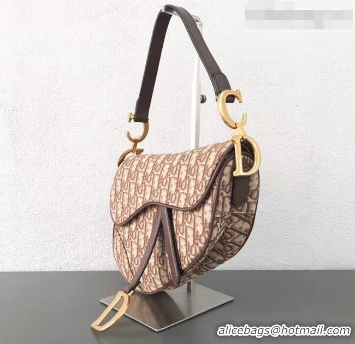 Discount Dior Oblique Jacquard Canvas Medium Saddle Bag CD510011 Coffee 2019