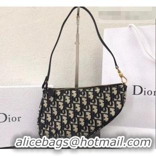 Good Looking Dior Oblique Jacquard Canvas Saddle Clutch Bag Blue with Strap CD510013 2019